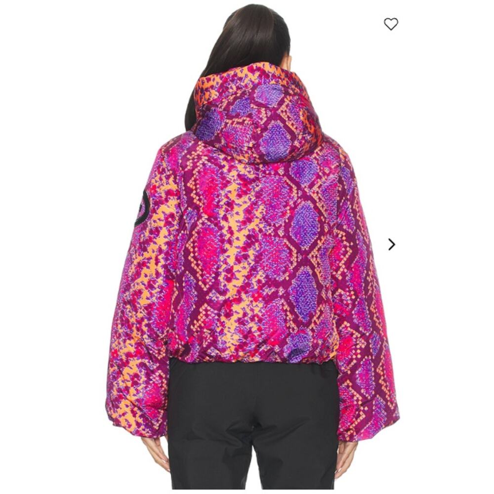 Goldbergh Lucinda Ski Jacket Pink Purple Snake Animal Print Down Coat Sz 4 - Picture 3 of 15